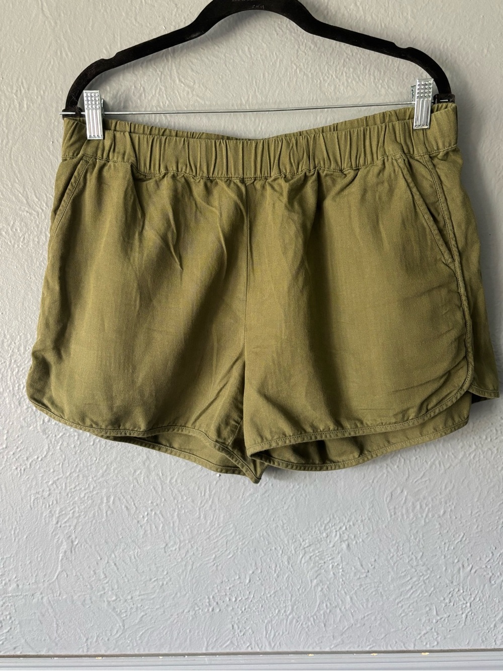 Madewell Olive Green Pull-On Shorts Cotton Viscose Blend Large